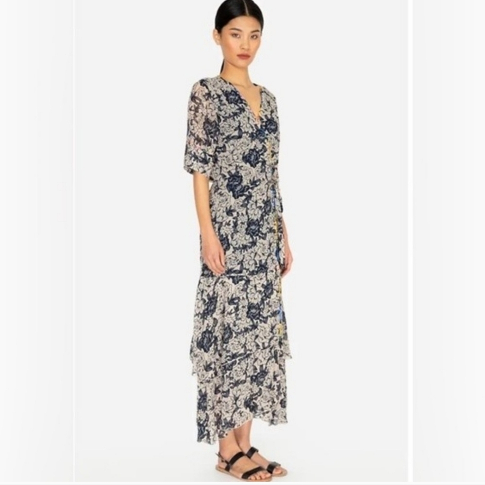 Johnny Was Micha Mixed Floral Print Wrap Dress Size L - Picture 3 of 10